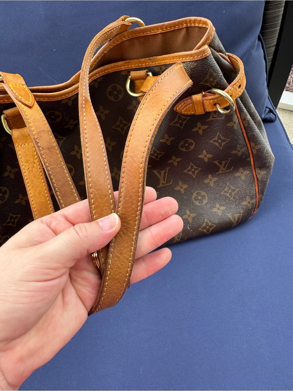Louis Vuitton Monogram Canvas Tote with Brown and Tan Leather Trim - Picture 3 of 9